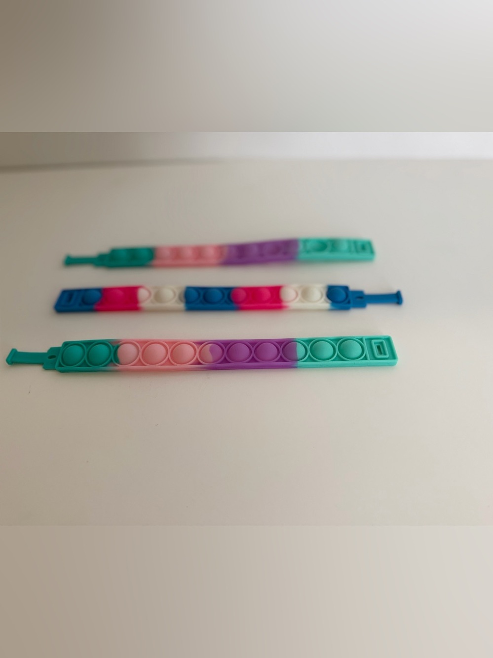 Pop-It Fidget Bracelets Tactile Sensory Toy Lot of 3, Multicolor, Ages 3+